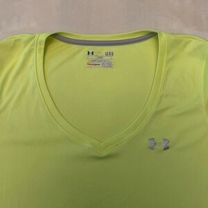 Under Armour Neon Yellow V-Neck HeatGear Performance Tee